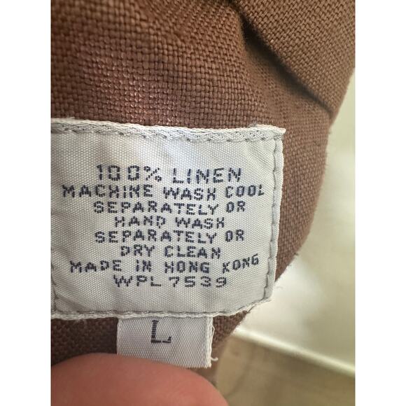 Diane Von Furstenburg 100% Linen Button Shirt Coat Jacket Brown Lagenlook Large - Picture 8 of 8